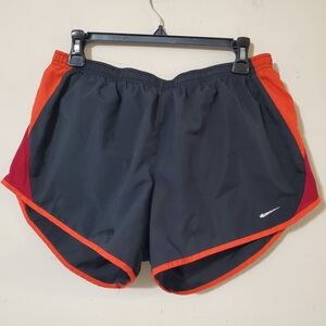 Nike Black Running Shorts with Orange Trim and Red Accents Sz M